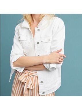 ANTHROPOLOGIE Pilcro | white denim eyelet jacket